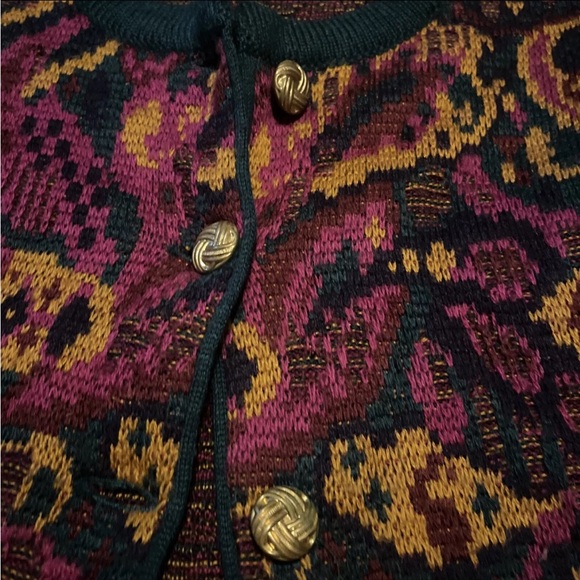 Vintage 90s Petite Illustrations Ladies Sweater Cardigan Wool Blend Paisley PS - Picture 5 of 7